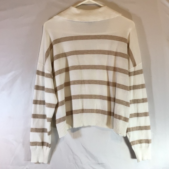 A. Byer XL Striped Collared Sweater Beige Cream Pullover Preppy Knit Long Sleeve - Picture 2 of 8